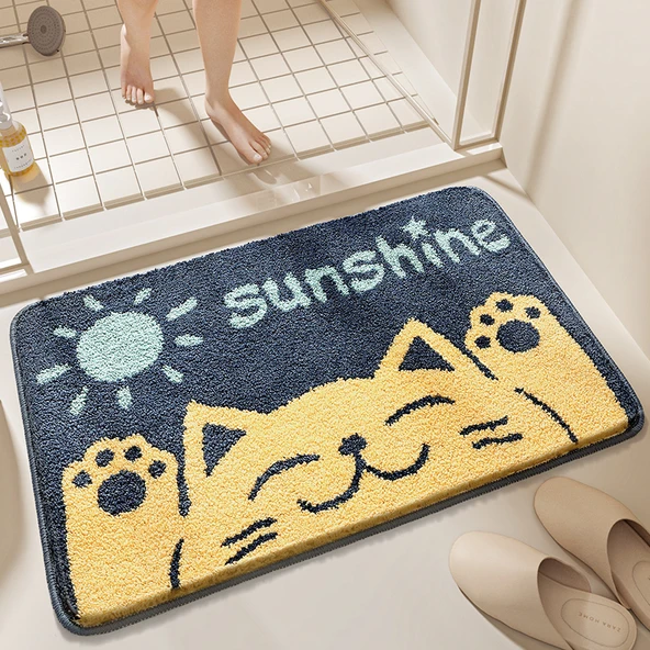 Çizgi Film Banyo Paspası 40X60cm Güneş Kedisi Kaymaz Halı