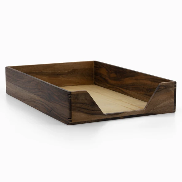 Woodsaka Reka A4 Kağıt Tepsisi & Evrak Kutusu - Ceviz - 500 Adet Kağıt Alır - 26.4cm x 36.5cm x 6.2cm - 2