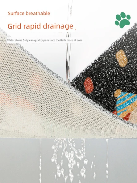 Kaymaz PVC Banyo Paspası - 60x120cm - Yavru Köpek Partisi-2 Desenli - 5