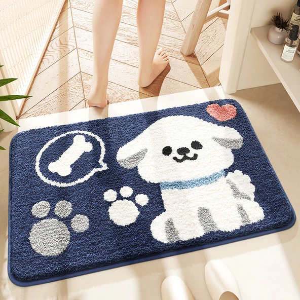 Çizgi Film Banyo Paspası 40X60cm Köpek Hobisi Kaymaz Halı
