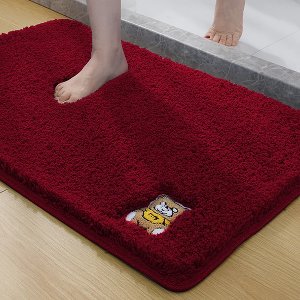 Emici Banyo Paspası - 40x60cm - Koyu Kırmızı
