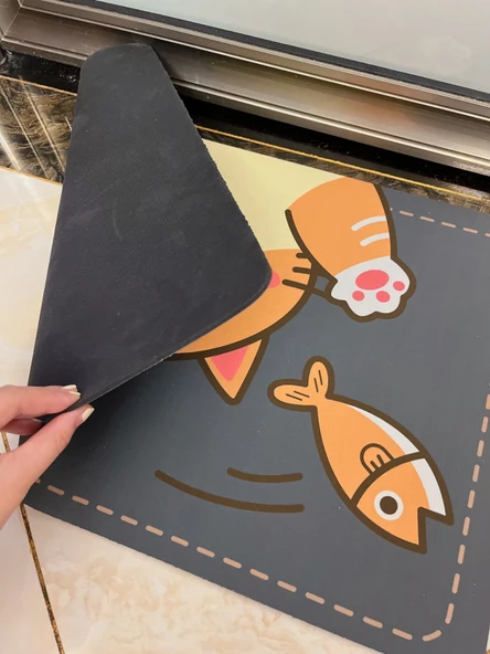 Çizgili Desenli Diatomit Banyo Paspası - 60x90cm Miyav Çizgili Oval - 8