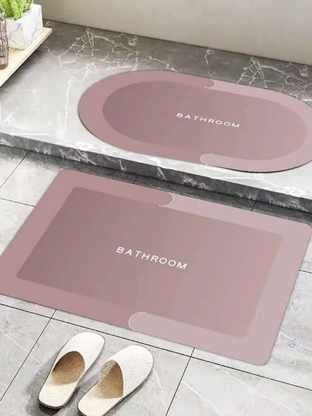 Kaymaz Diatomit Kauçuk Banyo Mutfak Paspası - 40x60cm - Koyu Yeşil Kare - 3
