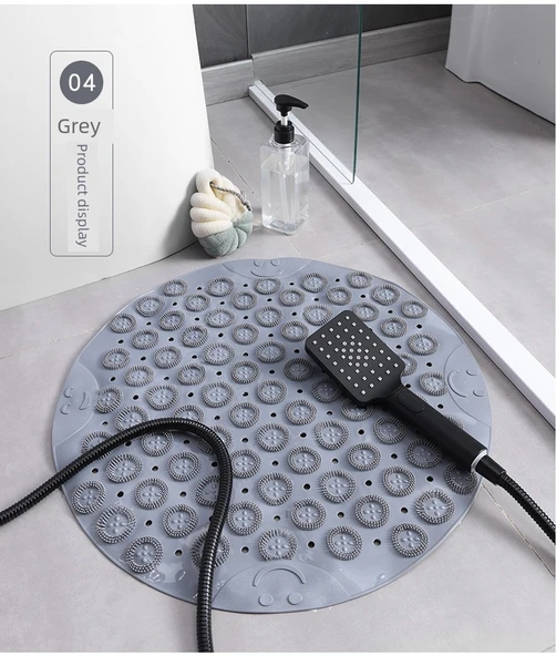 Yuvarlak Kaymaz PVC Banyo Halısı - 53x53cm - Koyu Mavi - 8