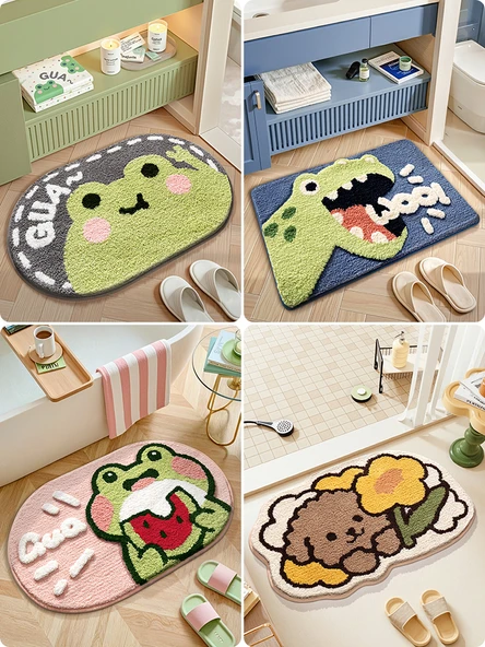 Çizgi Film Desenli Emici Kaymaz Banyo Paspası - 50x80cm Utangaç Küçük Panda - 6