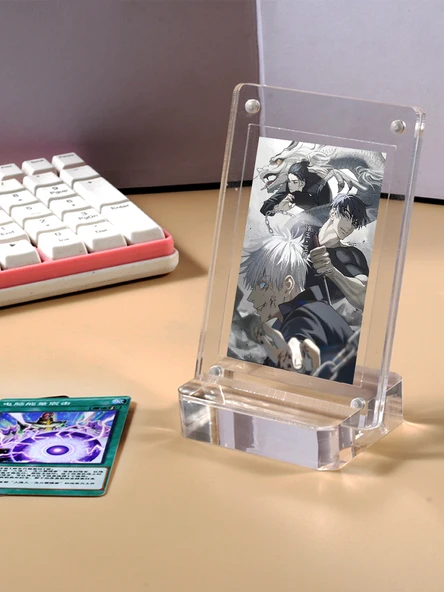 Akrilik Koleksiyonluk Eşya Standı - Tek Kart Tuğla + Yuvalı Taban (6.5x9cm)