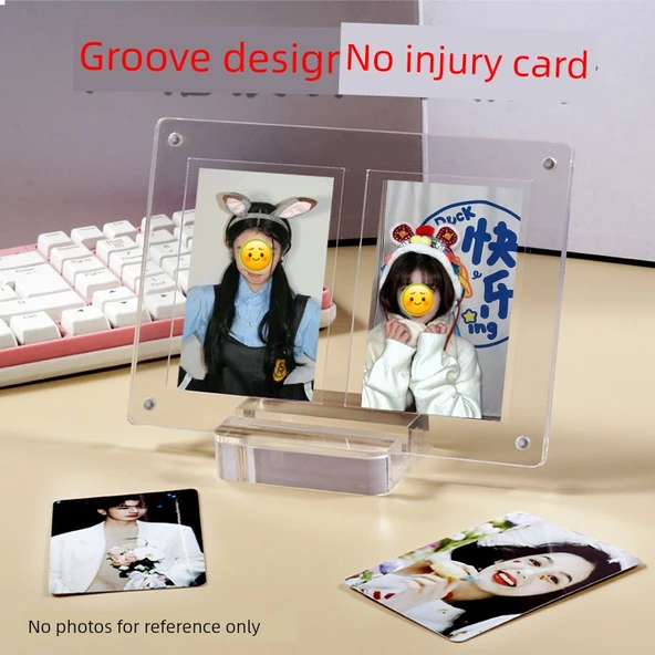 Akrilik Koleksiyonluk Eşya Standı - 2 Kart Tuğlalı + Yuvalı Taban (6.5x9cm)