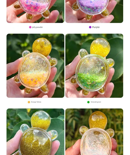 Hareketli Kumlu Kaplumbağa - Küçük Altın Kaplumbağa Zümrüt Yeşili - Plastik Kutulu - 9