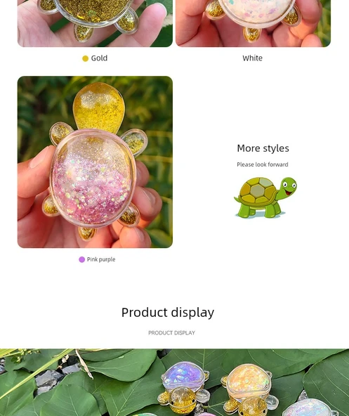 Hareketli Kumlu Kaplumbağa - Küçük Altın Kaplumbağa Zümrüt Yeşili - Plastik Kutulu - 10