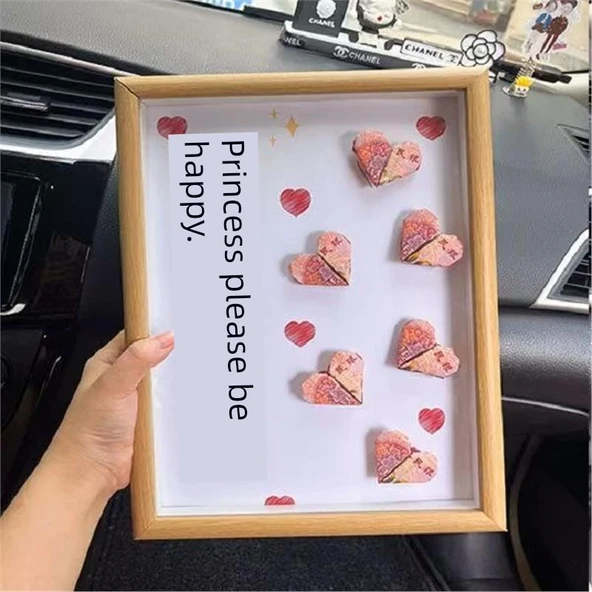 DIY Fotoğraf Çerçevesi Para Buketi Hediye - Lüks Çerçeve-Lamba ve Çanta Prenses Mutlu 2 - 5