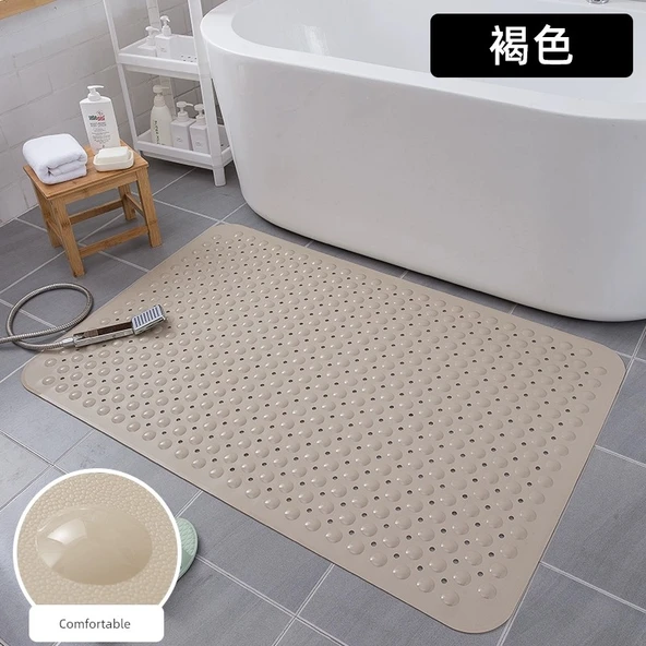 Kaymaz Banyo Halısı - 88x58cm Kahverengi Büyük Kabarcıklı
