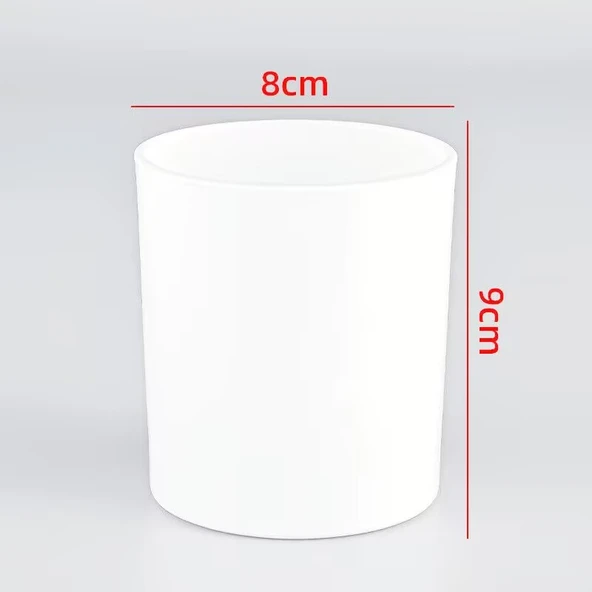 DIY Aromaterapi Mum Cam Bardak Kabı - 8x9 Mat Parlak Beyaz