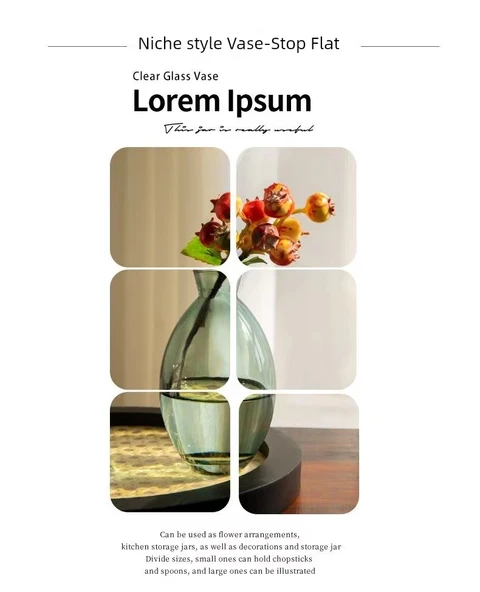 Mini Hidroponik Cam Vazo - Zen Amber Üçlü Set - 8