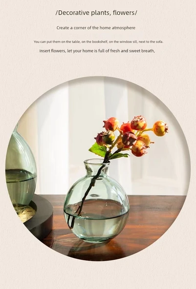 Mini Hidroponik Cam Vazo - Zen Amber Üçlü Set - 10