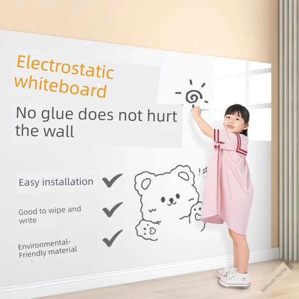 Elektrostatik Beyaz Tahta Sticker Rulosu - 45x300cm - Aksesuarlı - 5
