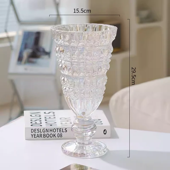 Kristal Cam Vazo - 30cm Uzun Kristal (Renkli)