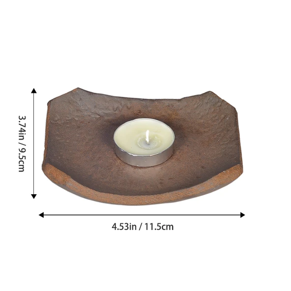 Retro Seramik Karo Desenli Mumluk - Çin Zen Stili - 1 Mumlu - Resim 7