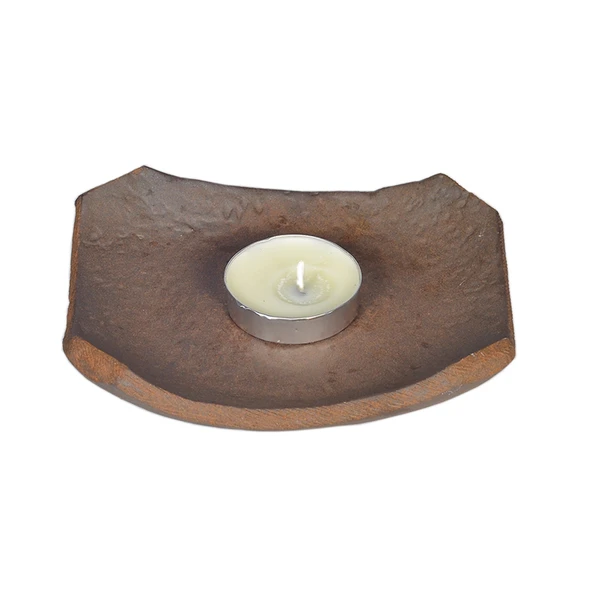 Retro Seramik Karo Desenli Mumluk - Çin Zen Stili - 1 Mumlu - Resim 6