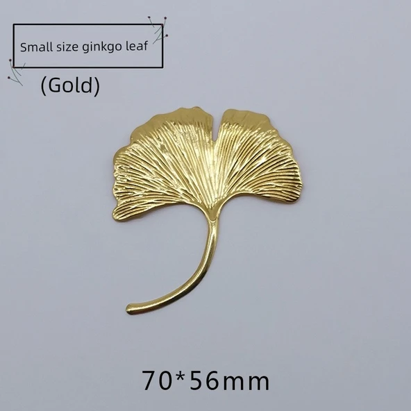 Reçine Duvar Dekoru - Altın Küçük Ginkgo Yaprağı 5'li Paket