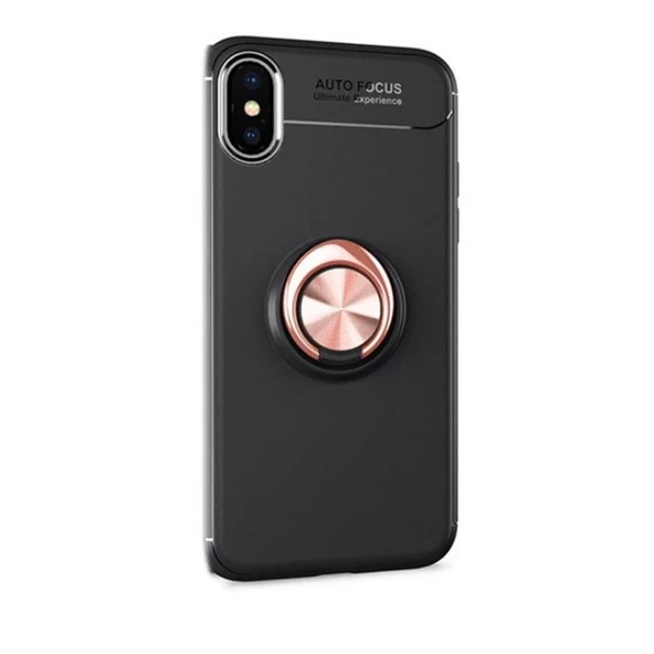 Gpack Apple iPhone Xs Max Kılıf Ravel Yüzüklü Mıknatıslı SilikonNano Glass