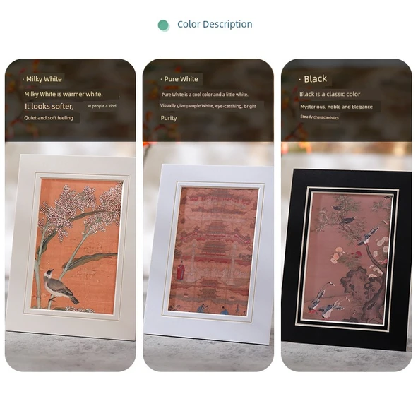 Asitsiz Karton Fotoğraf Çerçevesi - [5'li Paket] V Yuvalı 10 inç Fotoğraf, Krem Beyazı - 11