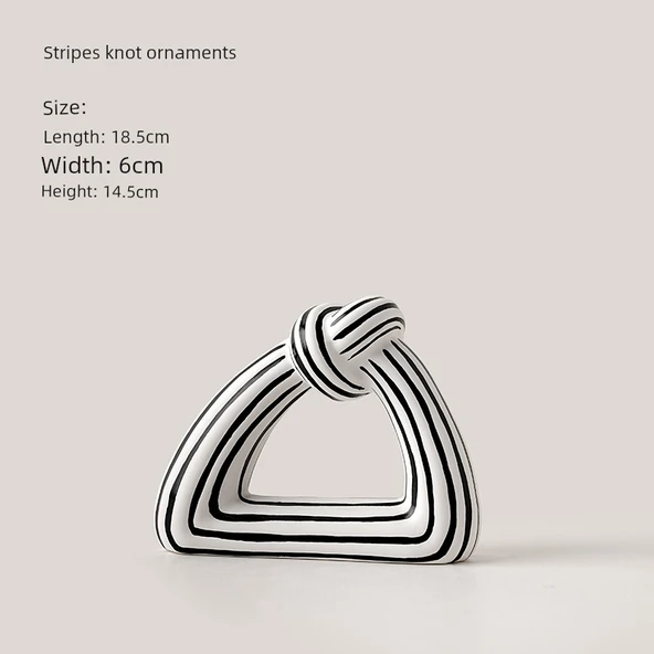Minimalist Çizgili Seramik Heykelcik - Düğüm Tasarımlı