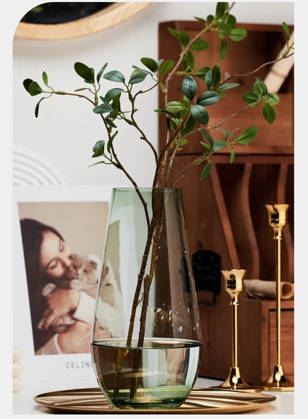 Modern Minimalist Cam Vazo - Fuşya Çizgili - 12