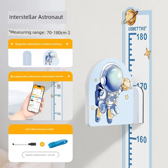 Manyetik Bebek Boy Ölçer Duvar Sticker - Geliştirilmiş Yıldızlararası Astronot