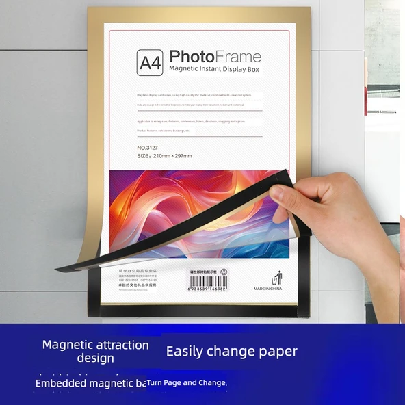 Manyetik Çerçeve Sticker - 50x70 cm - 2'li Paket (Altın/Gümüş) - 3