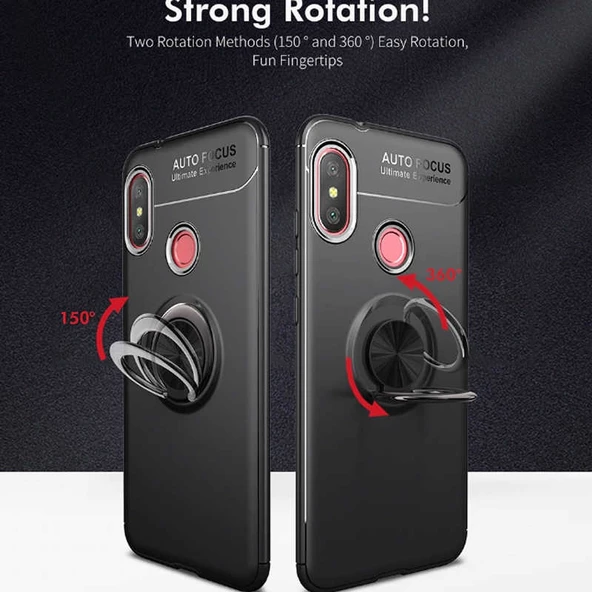 Gpack Xiaomi Mi A2 Lite Kılıf Ravel Yüzüklü Mıknatıslı SilikonNano Glass - Resim 4