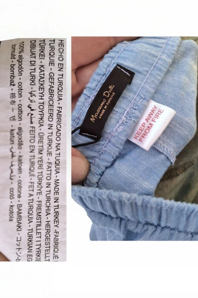 MASSİMO DUTTİ  MASSİ DTT RAHAT İSPANYOL PAÇA BELİ LASTİKLİ BAĞLAMA KOT GÖRÜNÜM CASUAL AÇIK MAVİ BOL PANTOLON<b> - 6