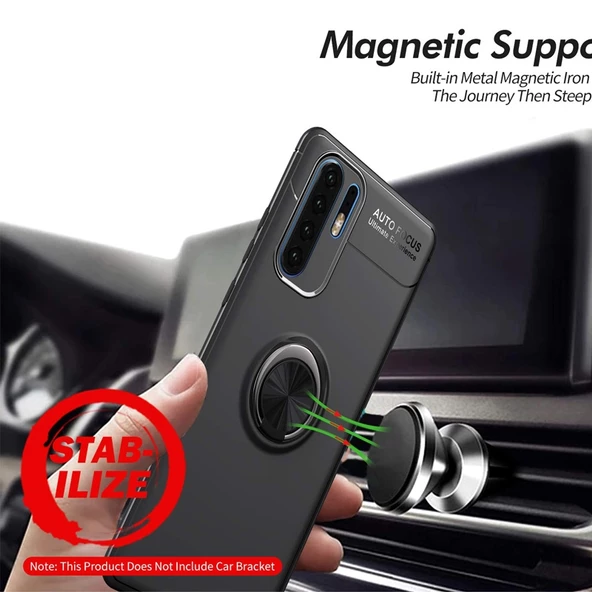 Gpack Huawei P30 Pro Kılıf Ravel Yüzüklü Mıknatıslı  Full Kapatan Cam - 3