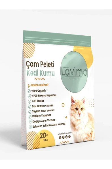 lavimo Kedi Kumu %100 Organik Çam Peleti 20 lt