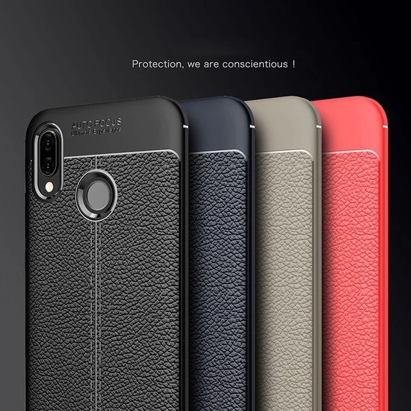 Gpack Samsung Galaxy A20 Kılıf Niss Silikon Deri GörünümlüNano Glass - Resim 3