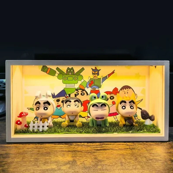 Crayon Xiaoxin Gece Lambası - Kurbağa Xiao Xin + Hediye Kartlı - Fişli Model