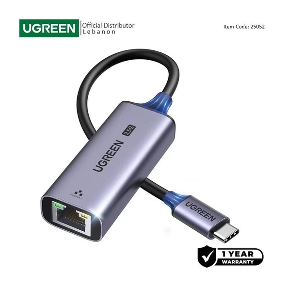 UGREEN 25052 CM648 Type-C USB-C to 10/100/1000Mbps RJ45 2.5G Ethernet Dönüştürücü