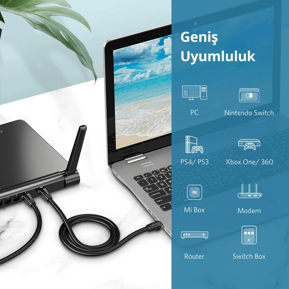 UGREEN 80727 NW121 CAT8 2000MHz Bant 25GB/s Daha Yüksek Ağ Hızı Ethernet Kablosu Siyah 15metre - 3