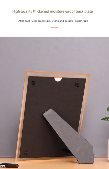A4 Altın Kristal Cam Çerçeve - 21x29.7cm - Masa/Duvar - 11