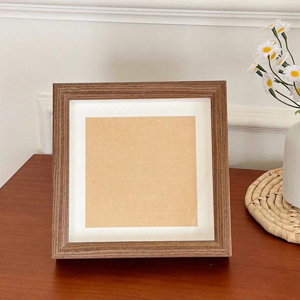 DIY Yeni Çin Tarzı Fotoğraf Çerçevesi 8 inç Ceviz +3 Sarı Kağıt