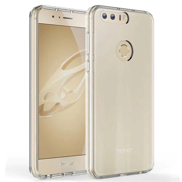 Gpack Huawei Honor 8 Kılıf Süper Silikon Yumuşak KorumaNano Glass