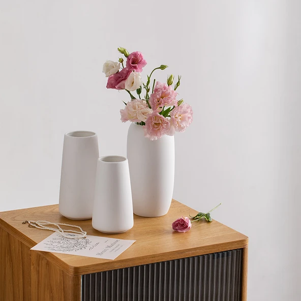 Seramik Vazo - Soft Language Orta Parlak Beyaz - Resim 6