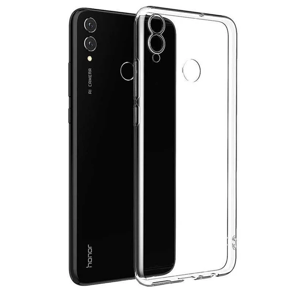 Gpack Huawei Honor 8c Kılıf Süper Silikon Yumuşak KorumaNano Glass