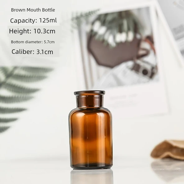İskandinav Tarzı Büyük Ağızlı Kahverengi Cam Vazo 125ml