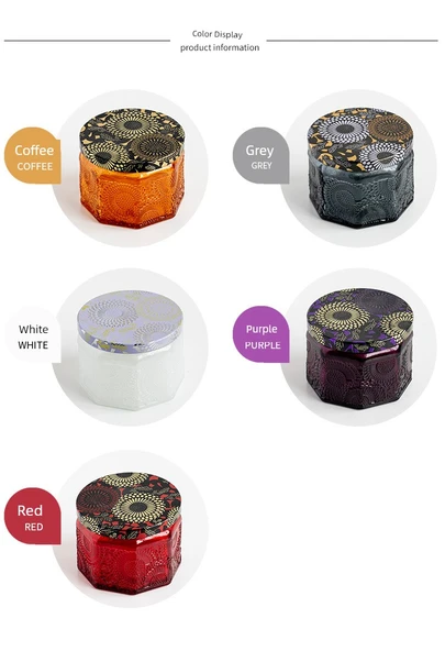 DIY Aromaterapi Mum Şişesi - 120ml - Sekizgen - Kırmızı Renkli