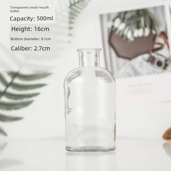 İskandinav Tarzı Küçük Ağızlı Şeffaf Cam Vazo 500ml