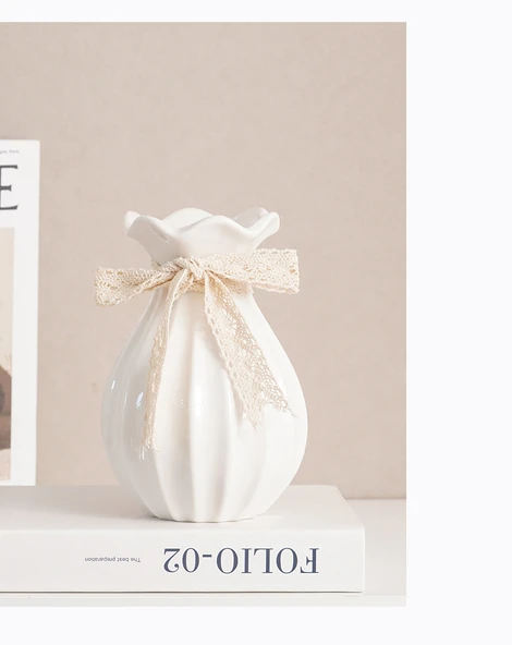 Seramik Vazo - Soft Language Orta Parlak Beyaz - Resim 12