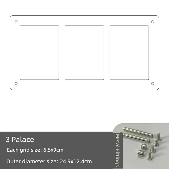 Akrilik Fotoğraf Çerçeve Puzzle Standı - 3 Bölmeli [dış çap boyut_24.9x 12.4cm]]
