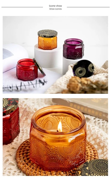 DIY Aromaterapi Mum Şişesi - 120ml - Sekizgen - Amber Renkli - 9