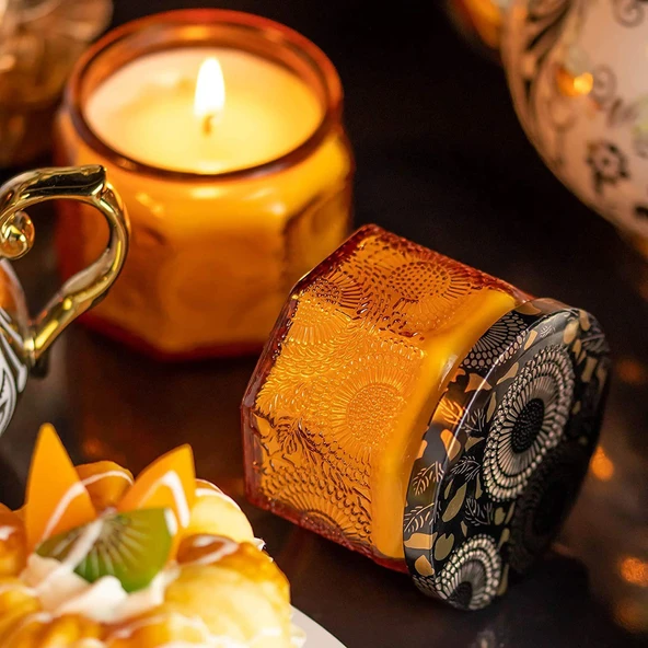 DIY Aromaterapi Mum Şişesi - 120ml - Sekizgen - Amber Renkli - 4
