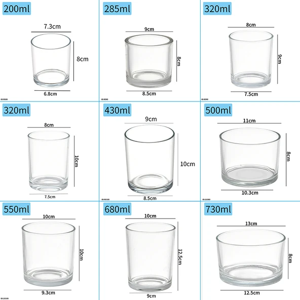 Şeffaf Cam Mumluk Aromaterapi Kabı - 100ml (Model 104) - 10